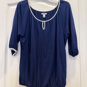 Old Navy Women's Dark Blue Blouse with White Trim
